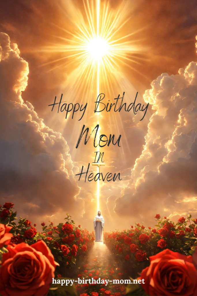 happy birthday mom in heaven wishes with jesus in garden