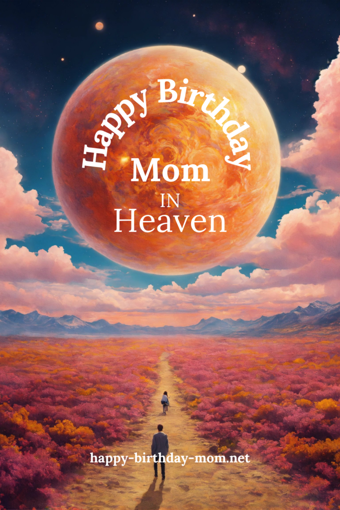 happy birthday mom in heaven wishes with sun image