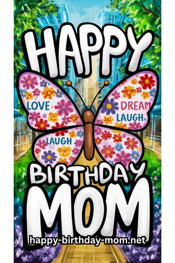 Happy birthday mom butterfly message