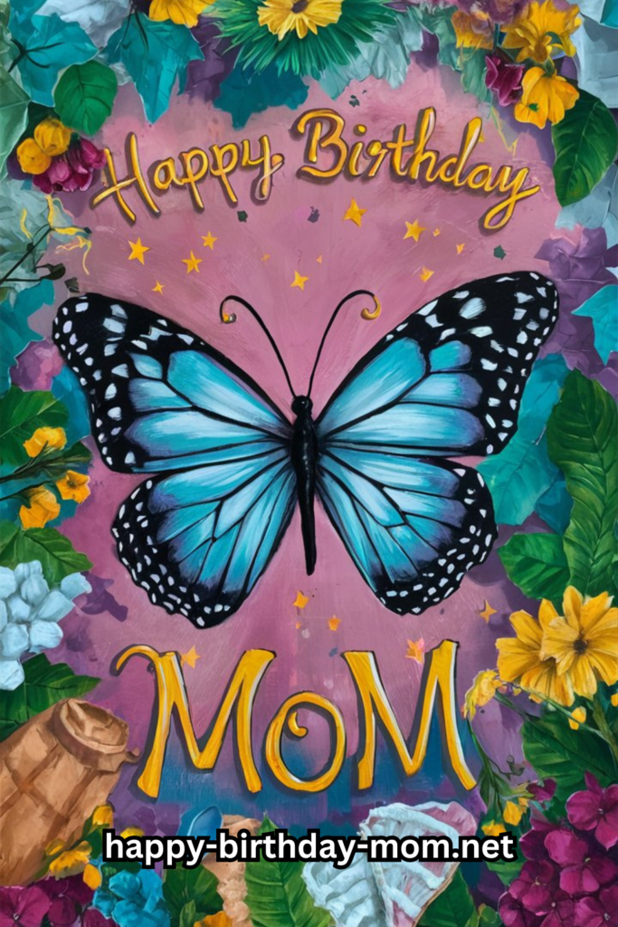 Happy birthday mom butterfly message